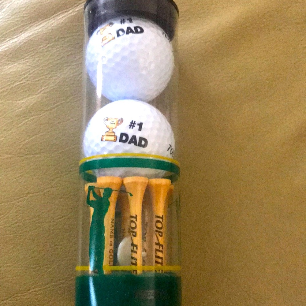 NEW! Top Flight Golf Ball Kit with 7 Tees and marker.#1 Dad logo
